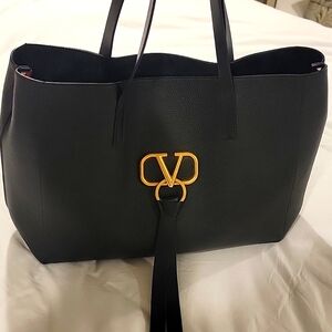 Valentino Garavani Black Tote with Gold Logo